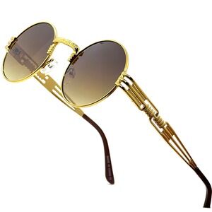 ROUND CIRCLE CLASSIC METAL‎ SUNGLASSES LENNON RETRO DESIGNER FASHION STEAMPUNK